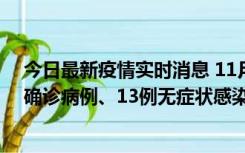 今日最新疫情实时消息 11月11日0-10时，宁波市新增4例确诊病例、13例无症状感染者，均在集中隔离点检出