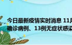 今日最新疫情实时消息 11月11日0-10时，宁波市新增4例确诊病例、13例无症状感染者，均在集中隔离点检出