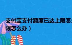 支付宝支付额度已达上限怎么提升（支付宝支付额度已达上限怎么办）
