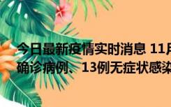 今日最新疫情实时消息 11月11日0-10时，宁波市新增4例确诊病例、13例无症状感染者，均在集中隔离点检出