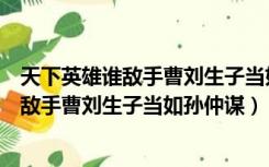 天下英雄谁敌手曹刘生子当如孙仲谋指的是谁（天下英雄谁敌手曹刘生子当如孙仲谋）