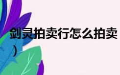 剑灵拍卖行怎么拍卖（剑灵拍卖行怎么买单件）
