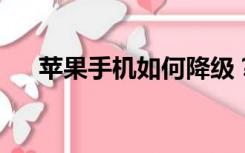 苹果手机如何降级？苹果系统降级教程