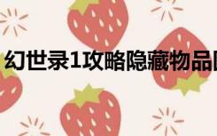 幻世录1攻略隐藏物品图（幻世录1攻略加点）