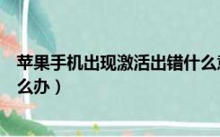 苹果手机出现激活出错什么意思（苹果手机出现激活出错怎么办）