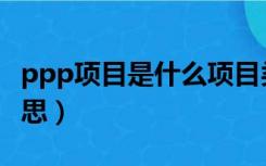 ppp项目是什么项目类别（ppp项目是什么意思）
