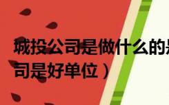 城投公司是做什么的是集团还是公司（城投公司是好单位）