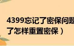 4399忘记了密保问题怎么修改（4399密保忘了怎样重置密保）