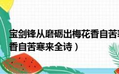 宝剑锋从磨砺出梅花香自苦寒来欧楷（宝剑锋从磨砺出梅花香自苦寒来全诗）