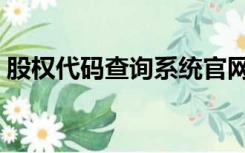 股权代码查询系统官网（股权代码查询官网）