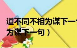 道不同不相为谋下一句什么意思（道不同不相为谋下一句）