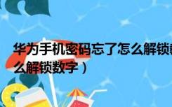 华为手机密码忘了怎么解锁教你一招（华为手机密码忘了怎么解锁数字）