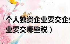 个人独资企业要交企业所得税么（个人独资企业要交哪些税）