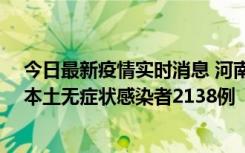今日最新疫情实时消息 河南昨日新增本土确诊病例149例、本土无症状感染者2138例