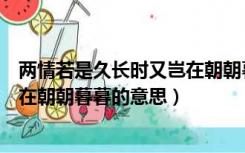 两情若是久长时又岂在朝朝暮暮出自（两情若是久长时又岂在朝朝暮暮的意思）