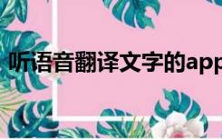 听语音翻译文字的app（听语音翻译成文字）