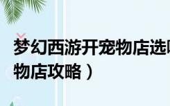 梦幻西游开宠物店选哪个门派（梦幻西游开宠物店攻略）