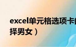 excel单元格选项卡的功能（excel单元格选择男女）