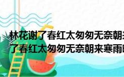 林花谢了春红太匆匆无奈朝来寒雨晚来风什么意思（林花谢了春红太匆匆无奈朝来寒雨晚来风）