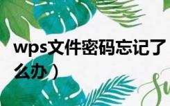wps文件密码忘记了（wps文件密码忘记了怎么办）