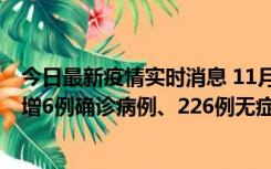 今日最新疫情实时消息 11月19日0-21时，新疆和田地区新增6例确诊病例、226例无症状感染者