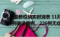 今日最新疫情实时消息 11月19日0-21时，新疆和田地区新增6例确诊病例、226例无症状感染者