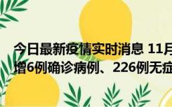 今日最新疫情实时消息 11月19日0-21时，新疆和田地区新增6例确诊病例、226例无症状感染者