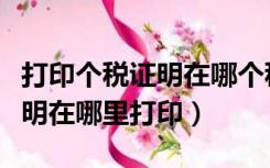 打印个税证明在哪个税务局（请问个税纳税证明在哪里打印）