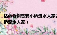 枯藤老树昏鸦小桥流水人家古道西风瘦马（枯藤老树昏鸦 小桥流水人家）