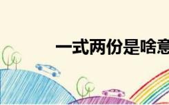 一式两份是啥意思（一式两份）