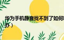 华为手机静音找不到了如何唤醒（华为手机静音找不到怎么办）
