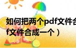 如何把两个pdf文件合二为一（如何把两个pdf文件合成一个）