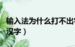 输入法为什么打不出字（输入法为什么打不出汉字）