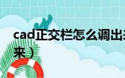 cad正交栏怎么调出来（cad正交栏怎么调出来）