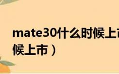 mate30什么时候上市价格（mate30什么时候上市）