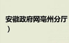 安徽政府网亳州分厅（安徽省政务网亳州分厅）