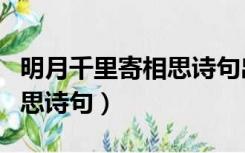 明月千里寄相思诗句出自何处（明月千里寄相思诗句）