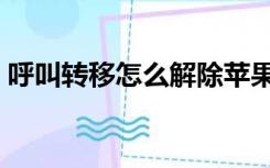 呼叫转移怎么解除苹果（呼叫转移怎么收费）