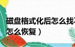 磁盘格式化后怎么找不到文件（磁盘格式化后怎么恢复）