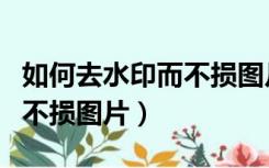 如何去水印而不损图片手机版（如何去水印而不损图片）