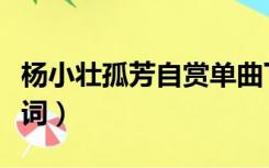 杨小壮孤芳自赏单曲下载（杨小壮孤芳自赏歌词）