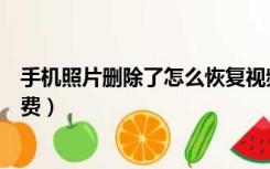 手机照片删除了怎么恢复视频（手机照片删除了怎么恢复免费）