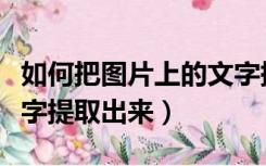 如何把图片上的文字提取（如何把图片上的文字提取出来）