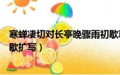 寒蝉凄切对长亭晚骤雨初歇草书（寒蝉凄切对长亭晚骤雨初歇扩写）