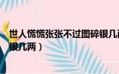 世人慌慌张张不过图碎银几两文案（世人慌慌张张不过图碎银几两）