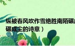 纵被春风吹作雪绝胜南陌碾成尘（纵被春风吹作雪绝胜南陌碾成尘的诗意）