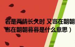 若是两情长久时 又岂在朝朝暮暮啥意思（两情若是久长时又岂在朝朝暮暮是什么意思）