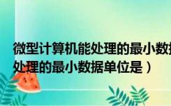 微型计算机能处理的最小数据单位是字对吗（微型计算机能处理的最小数据单位是）