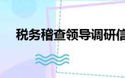 税务稽查领导调研信息（领导调研信息）