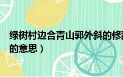 绿树村边合青山郭外斜的修辞手法（绿树村边合青山郭外斜的意思）